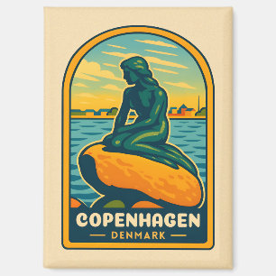 Aimant Vintage voyage rétro Copenhague Danemark Sirène
