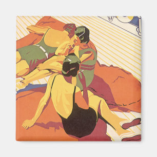 Aimant Vintage voyage, Vacances en bateau de croisière