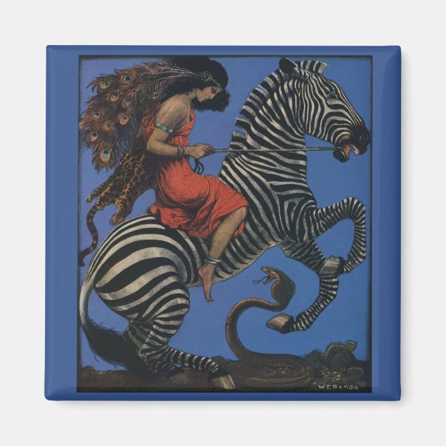 Aimant Vintage Zebra Art Nouveau Femme (Devant)
