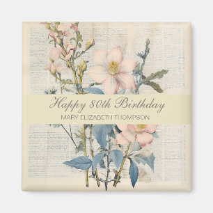 Aimant Vintaqe botanique Fleur sauvage 80e anniversaire