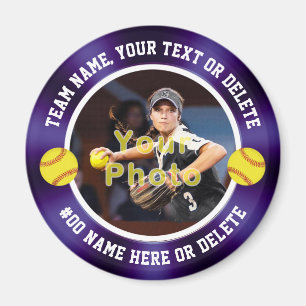 Aimant Violet et blanc, Softball Thème Party Faveurs