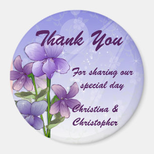 Aimant Violet Floral Mariage Merci Bomboniere