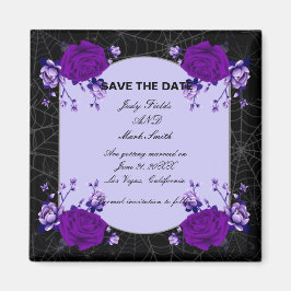 Aimant Violet Rose Floral Spiderweb Mariage Enregistrer L