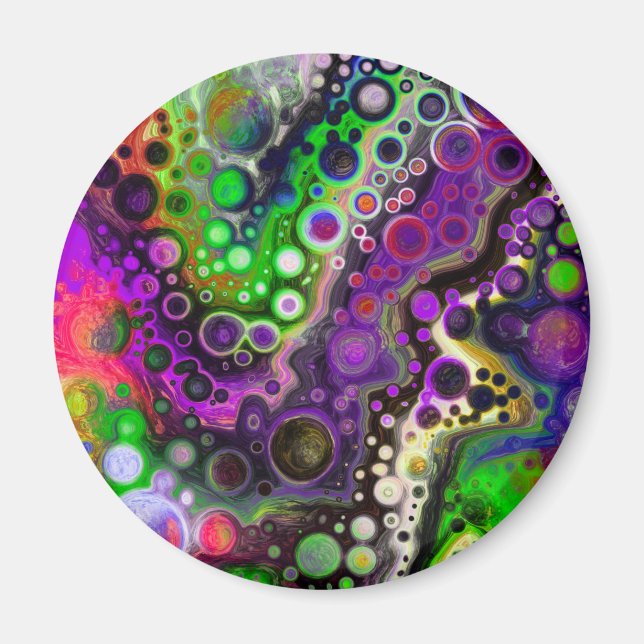 Aimant Violet, Vert citron, Art Fluide Noir (Devant)