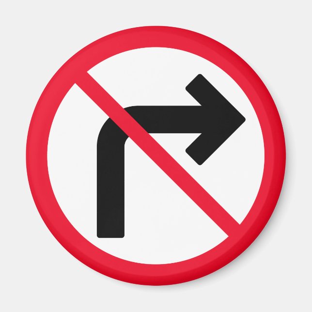 Aimant Virage à droite interdit | Panneau Cercle rouge |  (Devant)