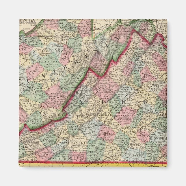 Aimant Virginia, W Virginia Carte par Mitchell (Devant)