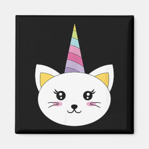 Aimant Visage de Chat Tête Licorne Cils Drôle Halloween