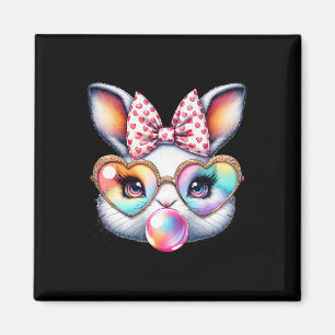 Aimant Visage de lapin de Pâques mignon noeud coquette