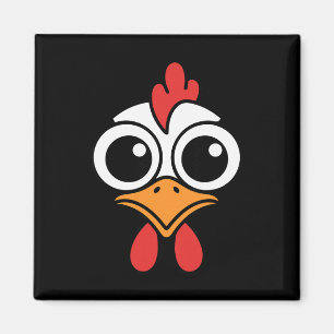 Aimant Visage de poulet drôle Gros yeux Dessin animé Coq 