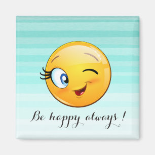 Aimant Visage d'Emoji clin d'œil adorable - Soyez heureux
