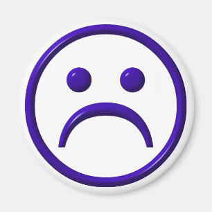 Aimant Visage déprimé, triste et bleu