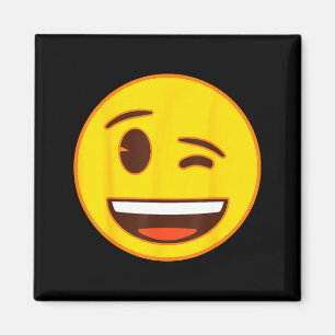 Aimant Visage jaune de sourire clin d'œil Emoji officiel
