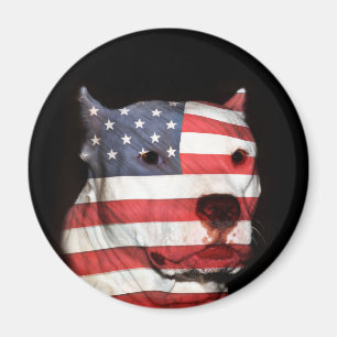Aimant Visage pitbulle patriotique