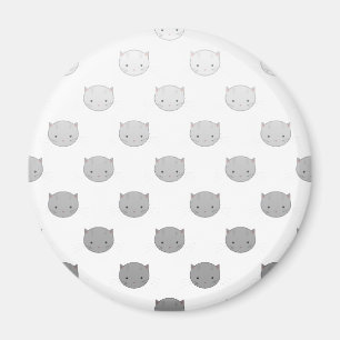 Aimant Visages de chat mignon en noir blanc gris