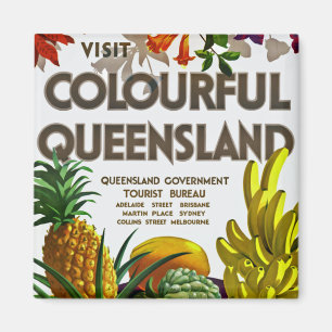 Aimant Visite Queensland coloré