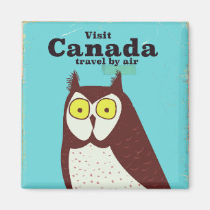 Aimant Visitez l'affiche de hibou du Canada