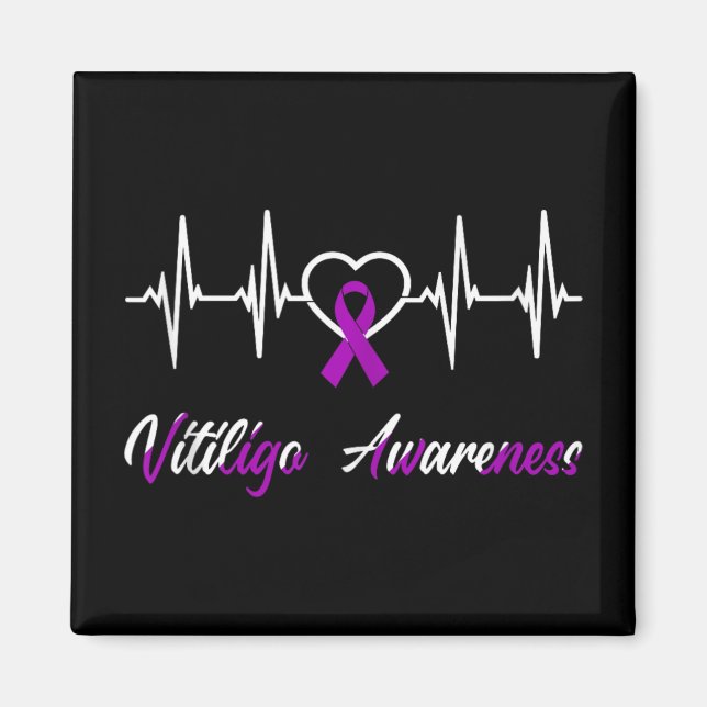 Aimant Vitiligo Sensibilisation Heartbeat Love Purple Rib (Devant)