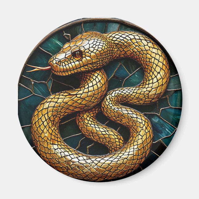 Aimant Vitrail serpent doré (Devant)