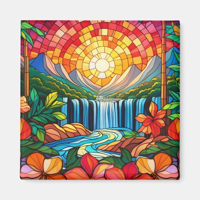 Aimant Vitrail tropical (Devant)