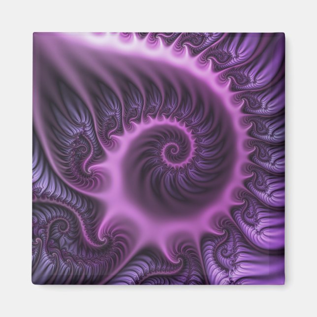 Aimant Vivid Cool Abstrait rose violet Fractal Art Spiral (Devant)