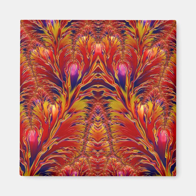 Aimant Vivid Rouge Bleu Jaune Motif fractal ~ (Devant)