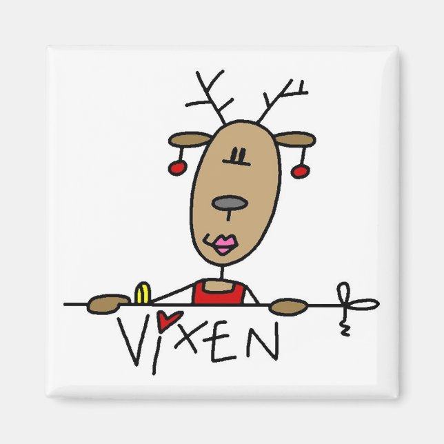 Aimant Vixen Reindeer T-shirts et cadeaux de Noël (Devant)