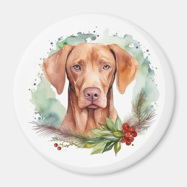 Aimant Vizsla Christmas Wreath Festive Pup (Devant)