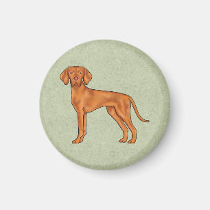 Aimant Vizsla Hongroise mignonne Pointeur de dessin vert