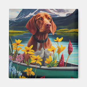 Aimant Vizsla sur une pagaie : Une aventure pittoresque