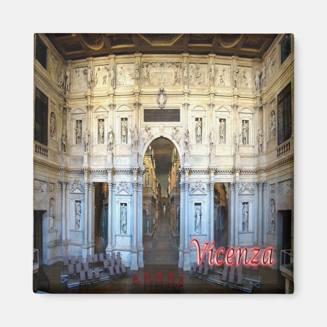 Aimant VNT073 VICENZA, Théâtre olympique, Italie, Réfrigé (Devant)