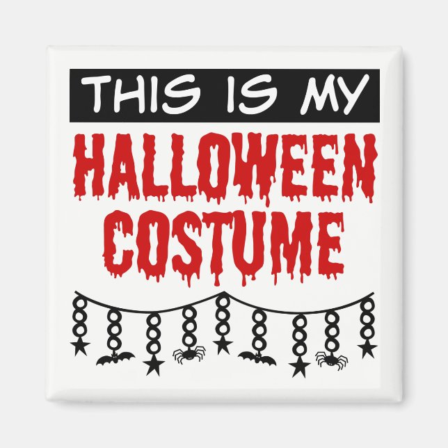 Aimant Voici mon costume d'Halloween Araignées chauves-so (Devant)
