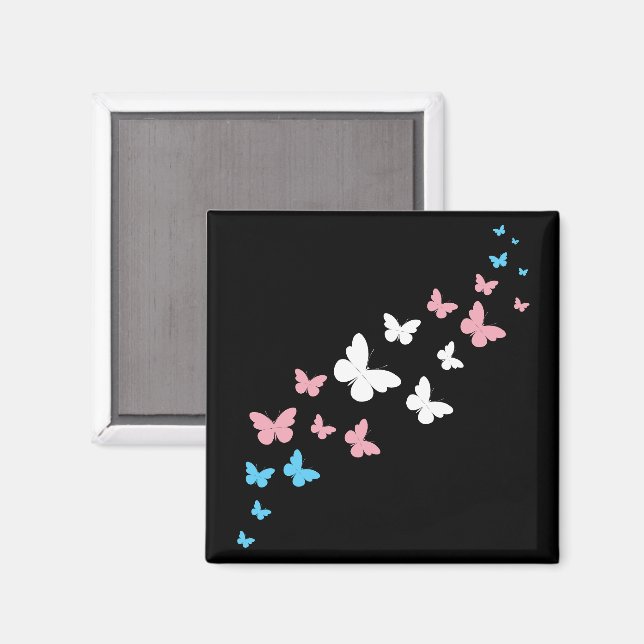 Aimant Voie de papillon Transgenre Pride (Recto/Verso)