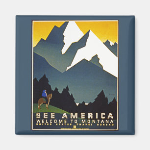 Aimant Voir l'Amérique - accueil vers le Montana