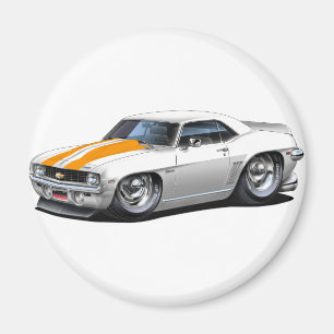 Aimant Voiture 1969 Blanc-Orange de Camaro solides