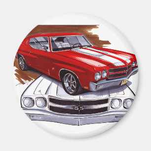 Aimant Voiture 1970 Rouge-Blanche de Chevelle