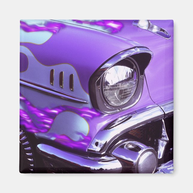 Aimant Voiture classique : Chevrolet avec hotte flamboyan (Devant)