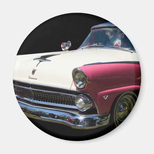 Aimant voiture classique fairlane blanc violet chrome (Devant)