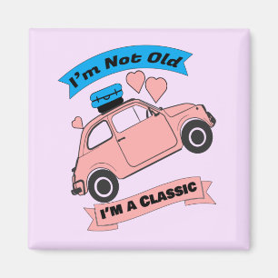 Aimant Voiture classique rose