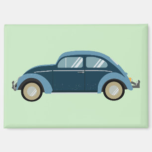 Aimant voiture cool bleu rétro avec des menottes