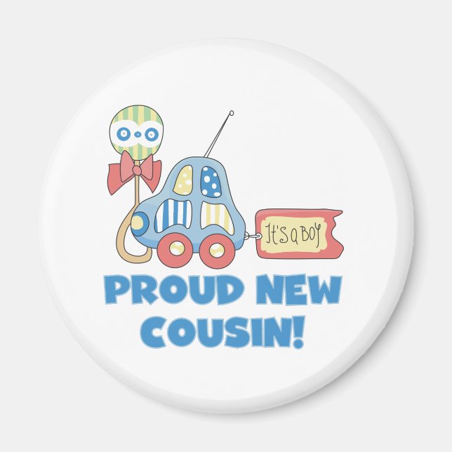Aimant Voiture Fière Nouveau Cousin C'est un garçon (Devant)