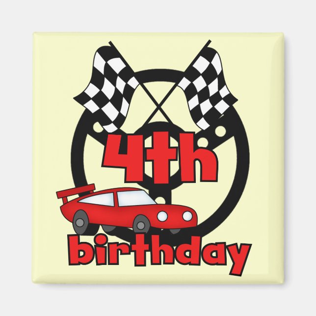 Aimant Voiture Racing 4e Anniversaire Tshirts et cadeaux (Devant)