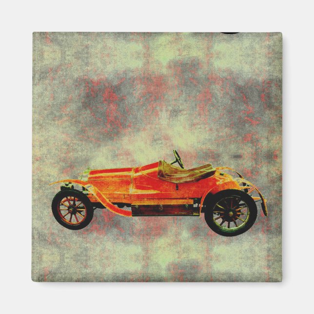 Aimant Voiture rouge vintage (Devant)