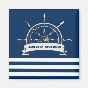 Aimant Volant de bateau nautique, rayures bleu marine