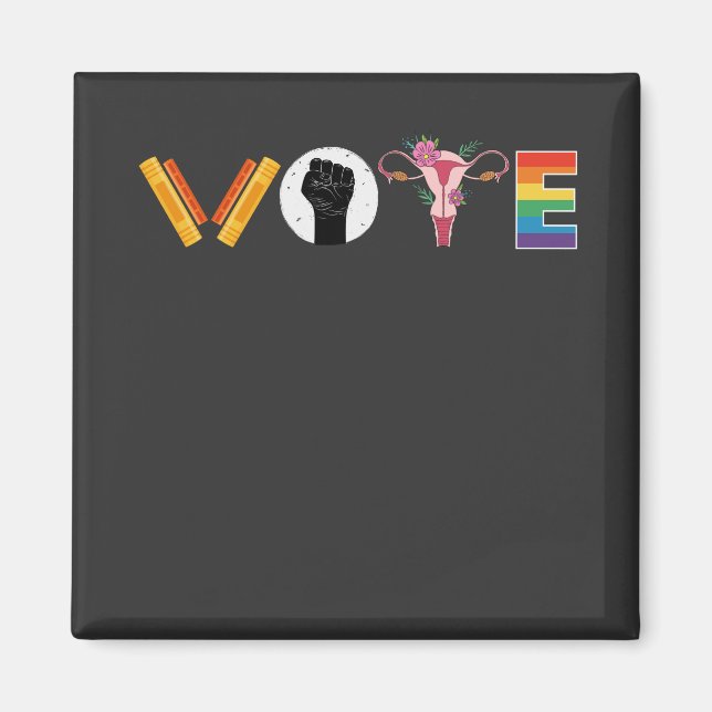 Aimant VOTE Books Uterus LGBT Support (Devant)