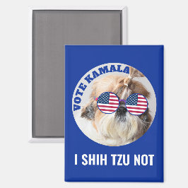 Aimant Vote Kamala USA flag Shih Tzu Pas mignon chien