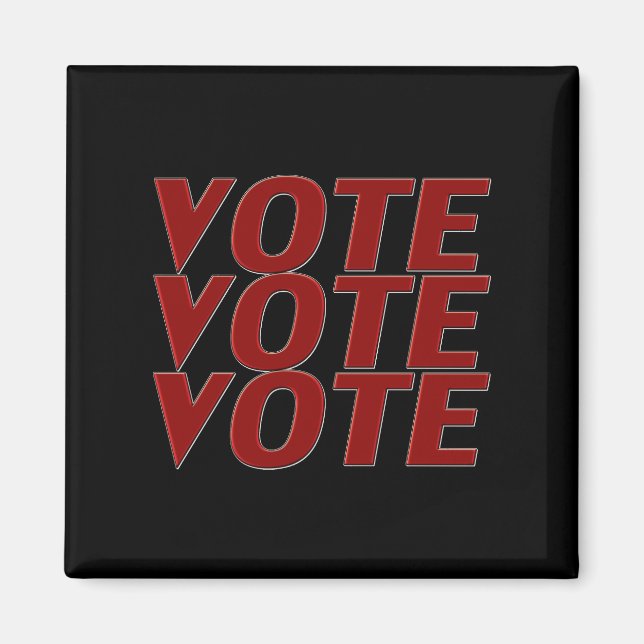 Aimant Vote vote typographie moderne rouge et noir (Devant)