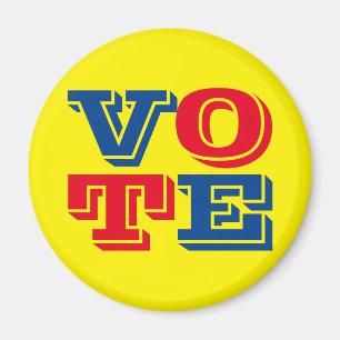 Aimant VOTER Texte personnalisé et couleurs bleu rouge ja