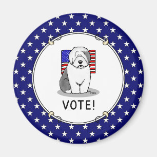 Aimant Votez ! Vieux anglais Sheepdog Grey 1 mignon polit