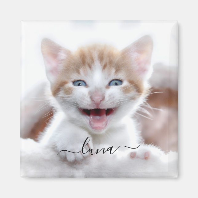 Aimant Votre animal de compagnie Nom de la photo de chat  (Devant)