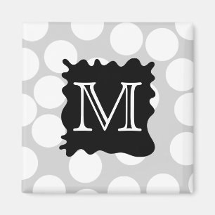 Aimant Votre lettre, monogramme. Points avec Splat. noir